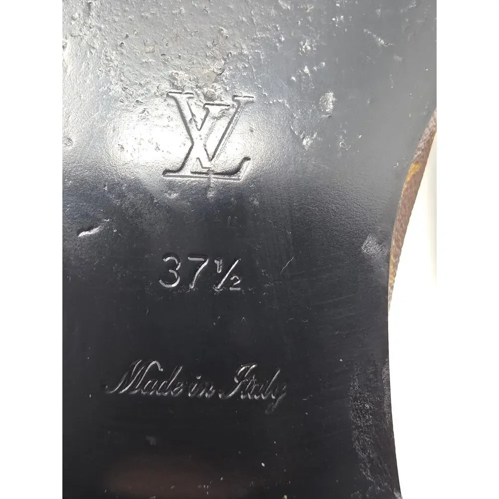 Louis Vuitton Monogram Tassel Loafers Society Canvas LV Logo Slip Flats 37.5 7.5